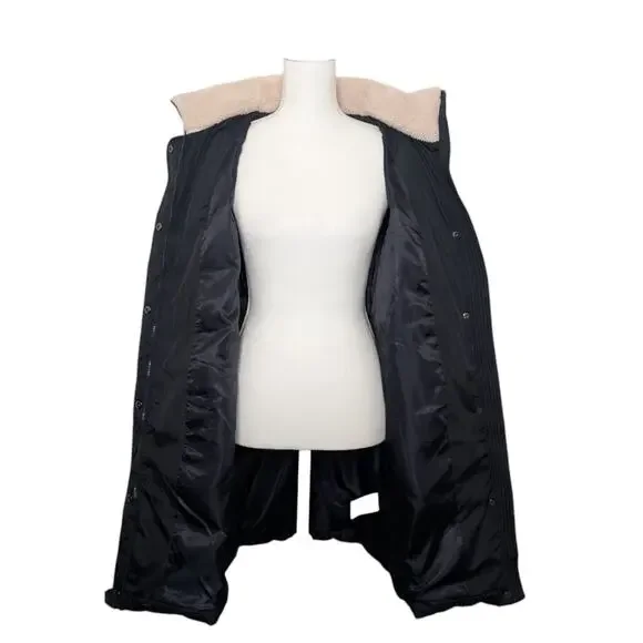 Lauren Ralph Lauren Dark Navy Long Puffer Coat Faux Fur Hood Women’s Medium NWT - Picture 6 of 10